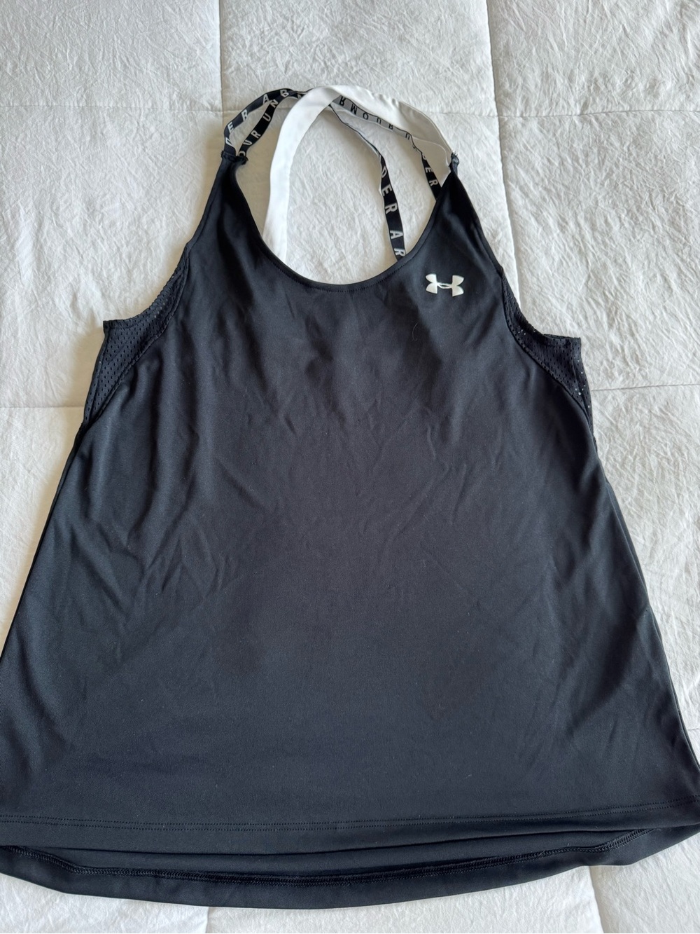 Under Armour Women's Black Racerback Performance Tank with Branded Straps